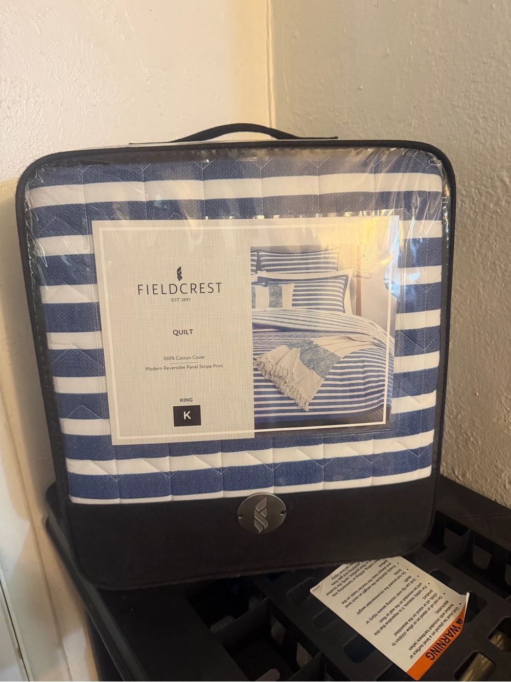 Fieldcrest Navy and White Striped King Quilt